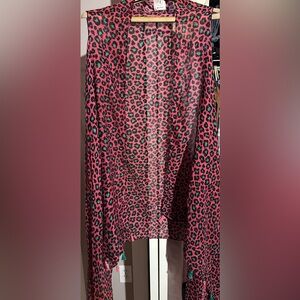 Red, green and black Leopard Print Scarf